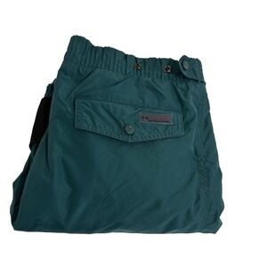 Columbia Waterproof Insulated Cuffed Ski Snow Pants Mens M Green Elastic Waist